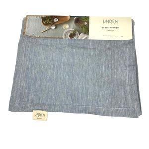 LINDEN STREET Blue Linen Blend Grayson 14" X 72"‎ Table Runner.